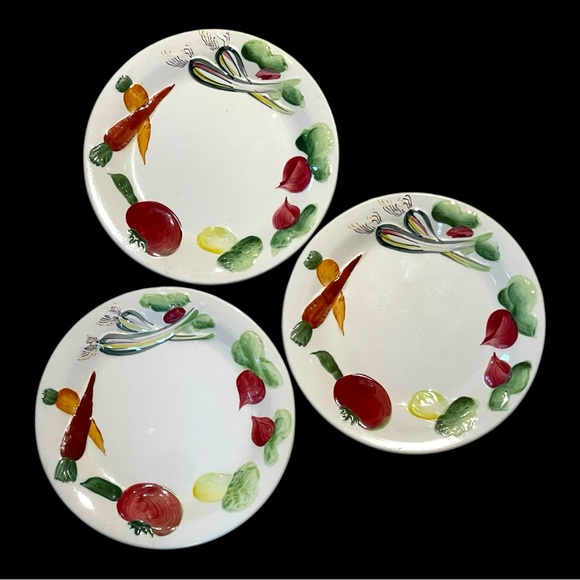 Set Of 3 Vintage Nasco Del Coronado Vegetable Motif  Salad Plates - Picture 1 of 16